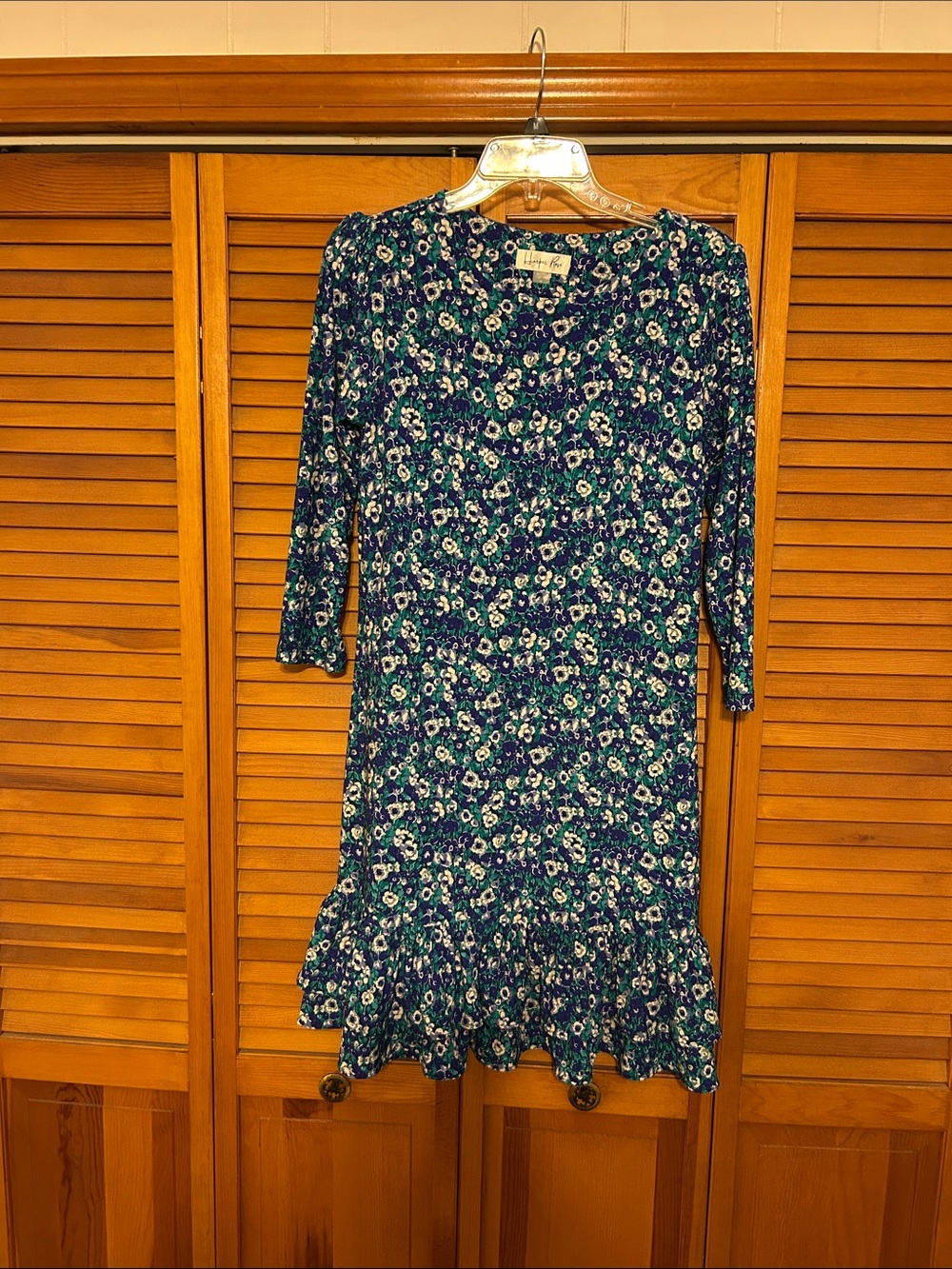 Floral Teal Midi Dress with Ruffle Hem